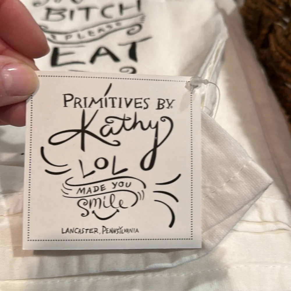 Primitives by Kathy White and Black Humorous Tea Towel - Picture 2 of 5